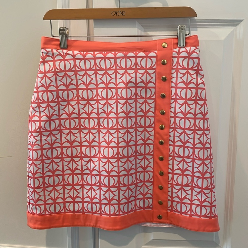 Fairway Fox skort shorts skirt white and orange golf skort size 6 gold buttons